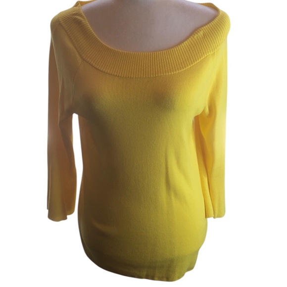 Talbots Off-the-Shoulder Yellow Sweater Bell Sleeves Women’s size Small EUC - Picture 1 of 10